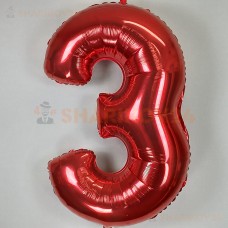 Шар (40''/102 см) Цифра, 3, Красный